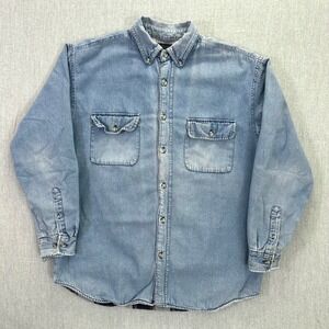 Magellan Sportswear Denim Flannel Mens Size XL Lined Long Sleeve Button Up Shirt